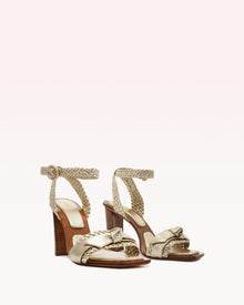 Clarita Woven Block 90 Metallic Soft Leather Sandal