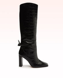 Square Clarita Crocodile-Embossed Leather Boot