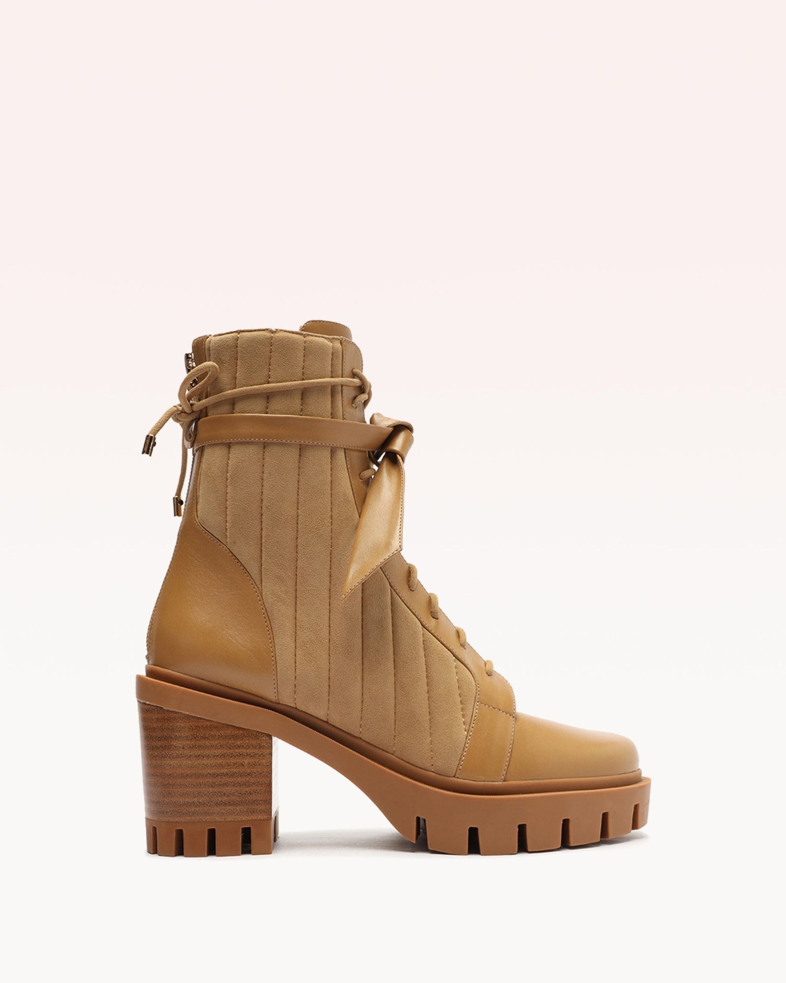 Quilted Clarita Combat Bootie 65 Nut