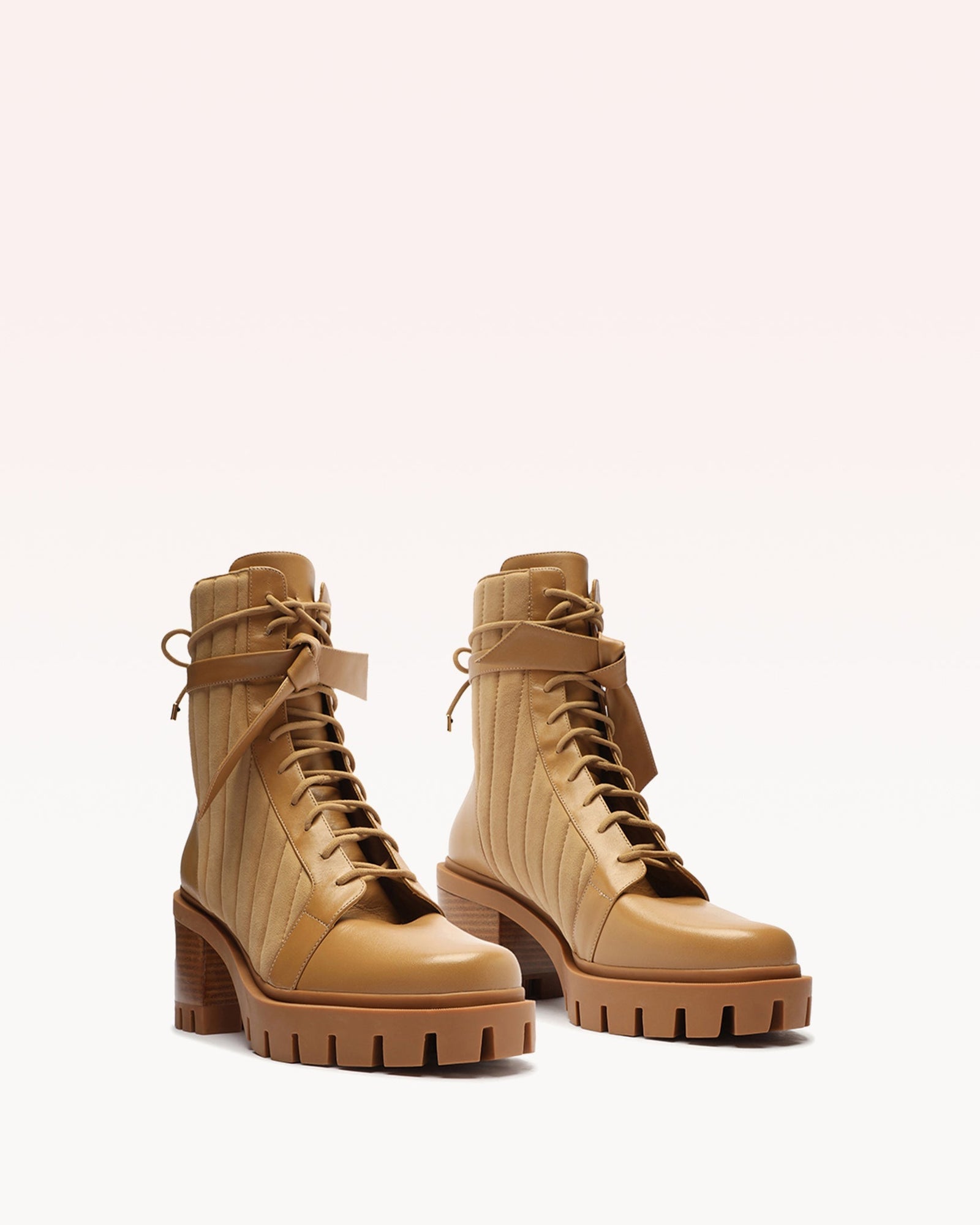 Quilted Clarita Combat Bootie 65 Nut