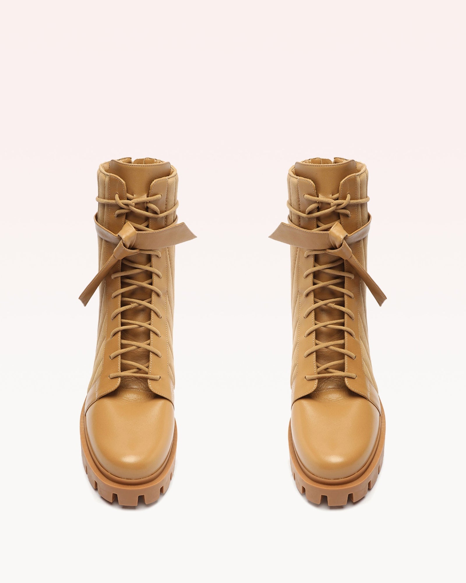 Quilted Clarita Combat Bootie 65 Nut