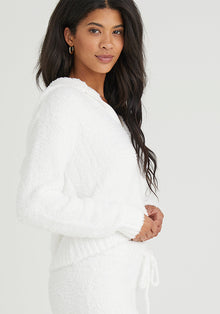 Long Sleeve Zip Hoodie Sweater - Winter White