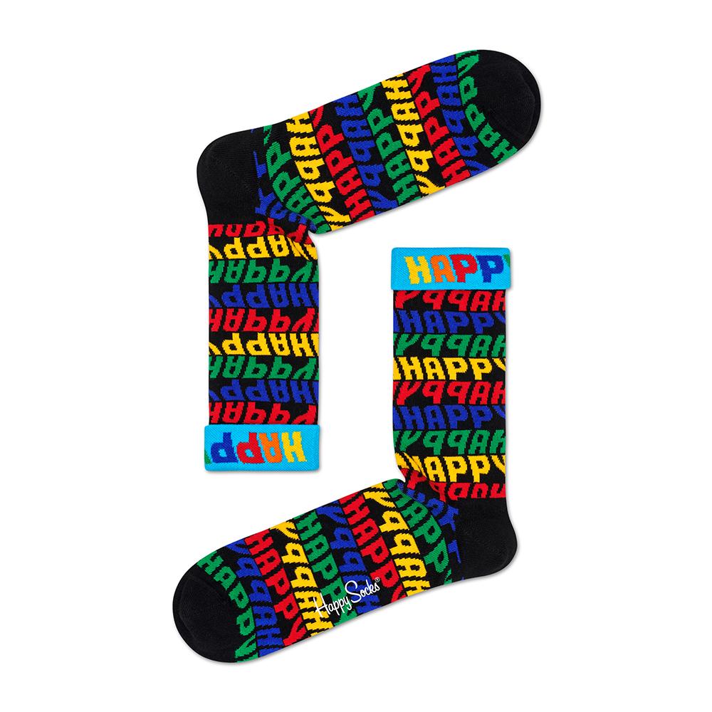 Jumbo Text Sock, Blk Cmb