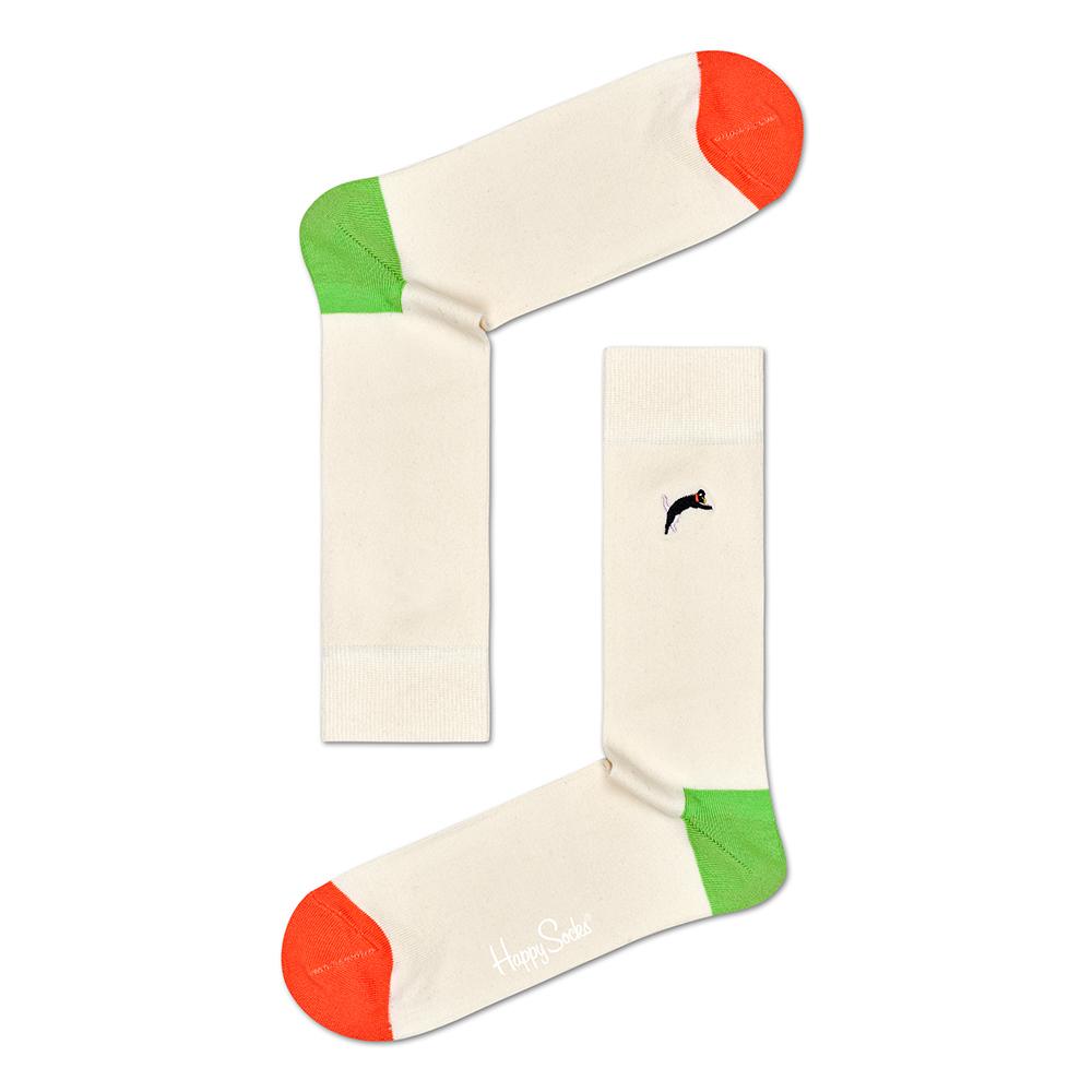 Embroidery Cat Sock, White/Bright