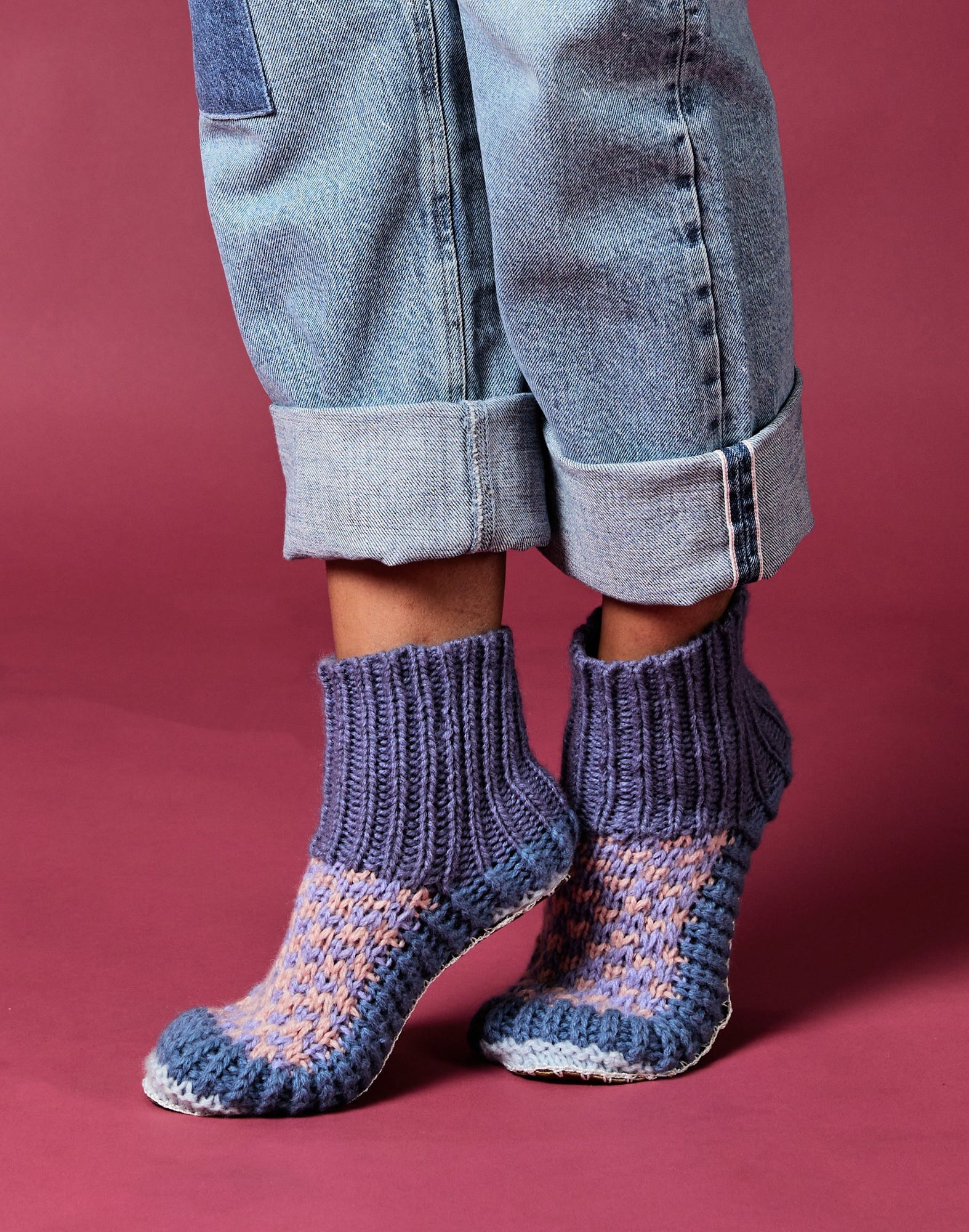 Berkley Knit Slipper Sock Periwinkle