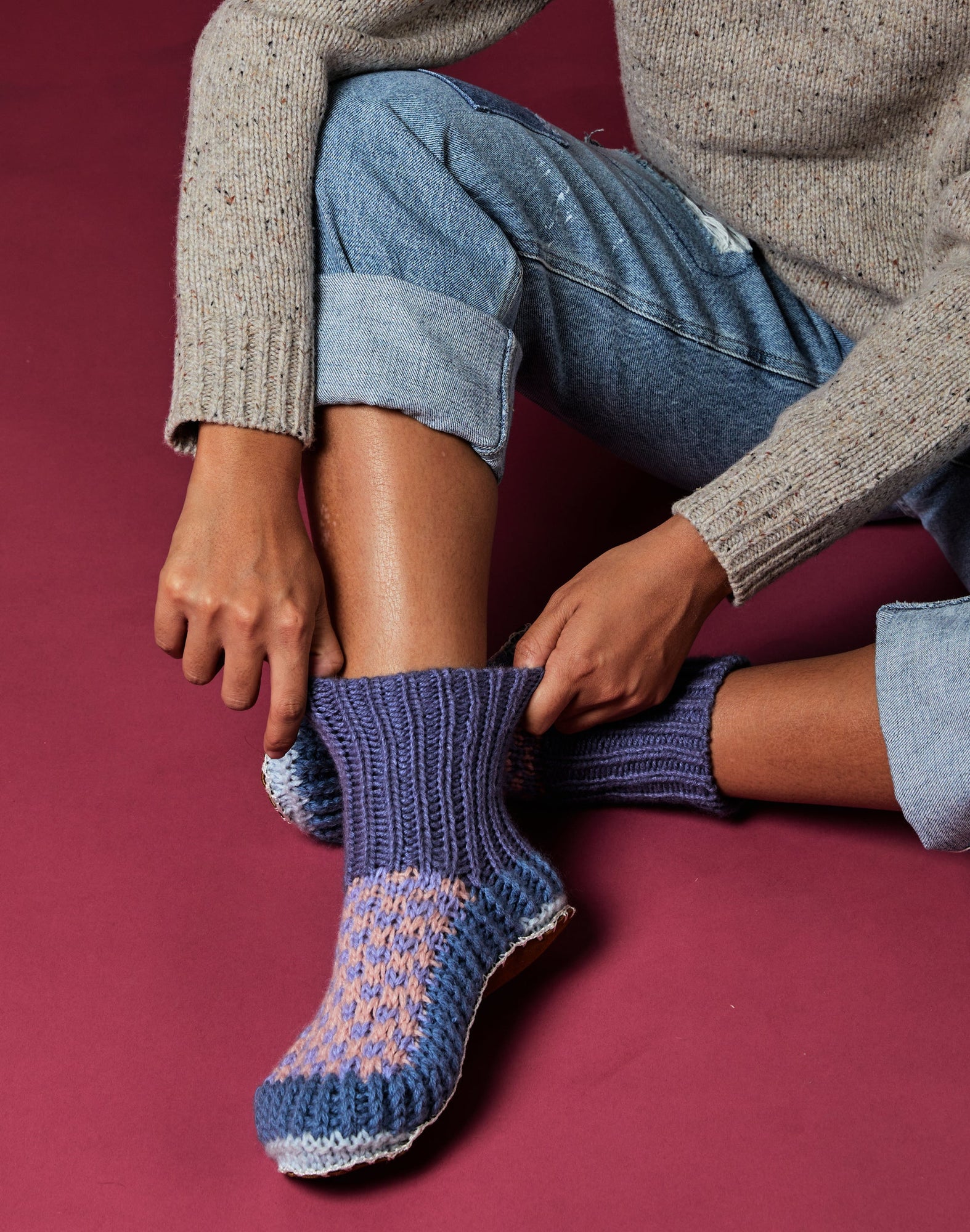 Berkley Knit Slipper Sock Periwinkle