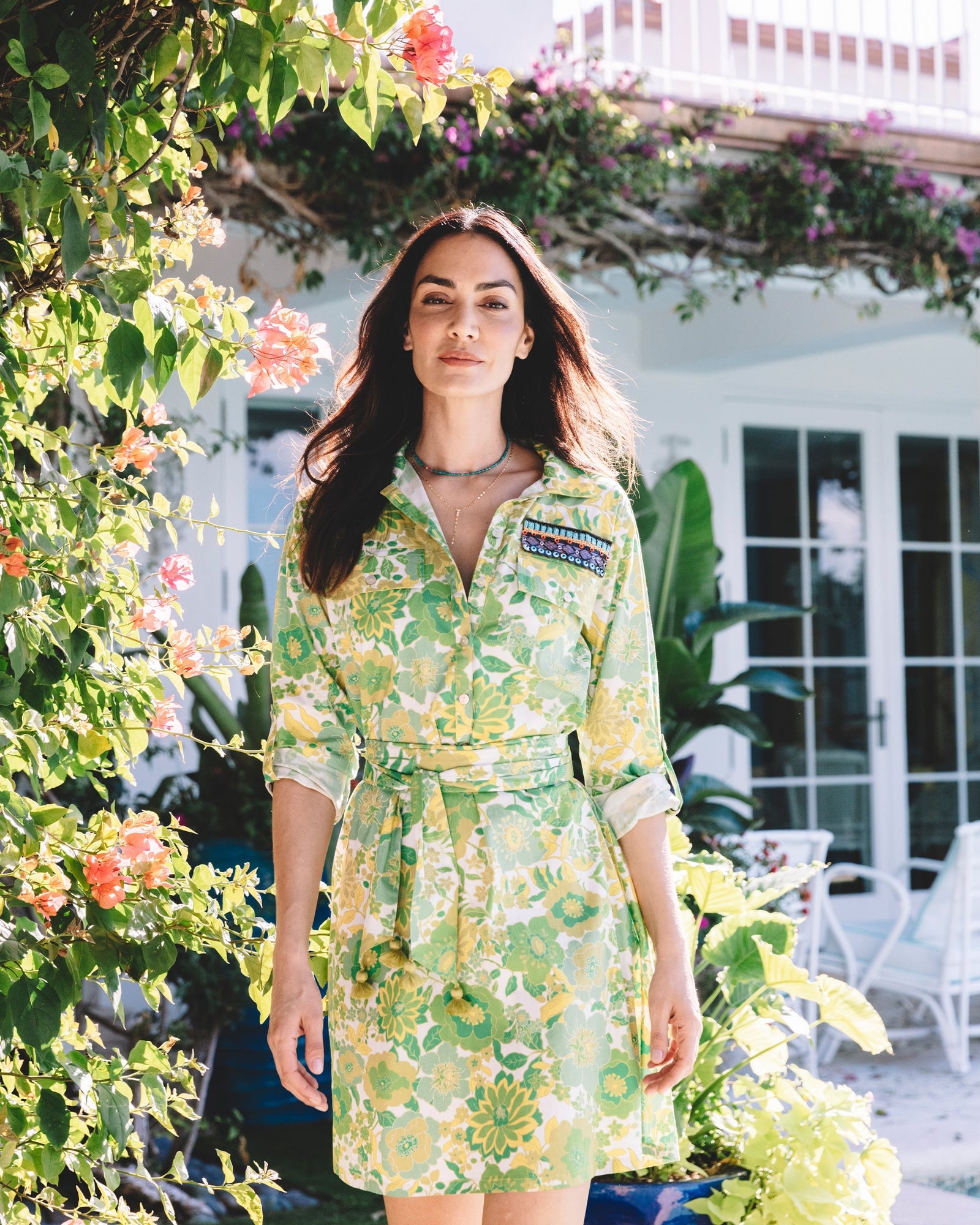Brett Dress, Retro Floral Lime
