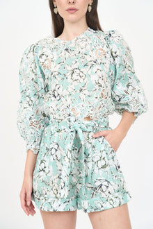 Lola Short - Teal Vintage Floral