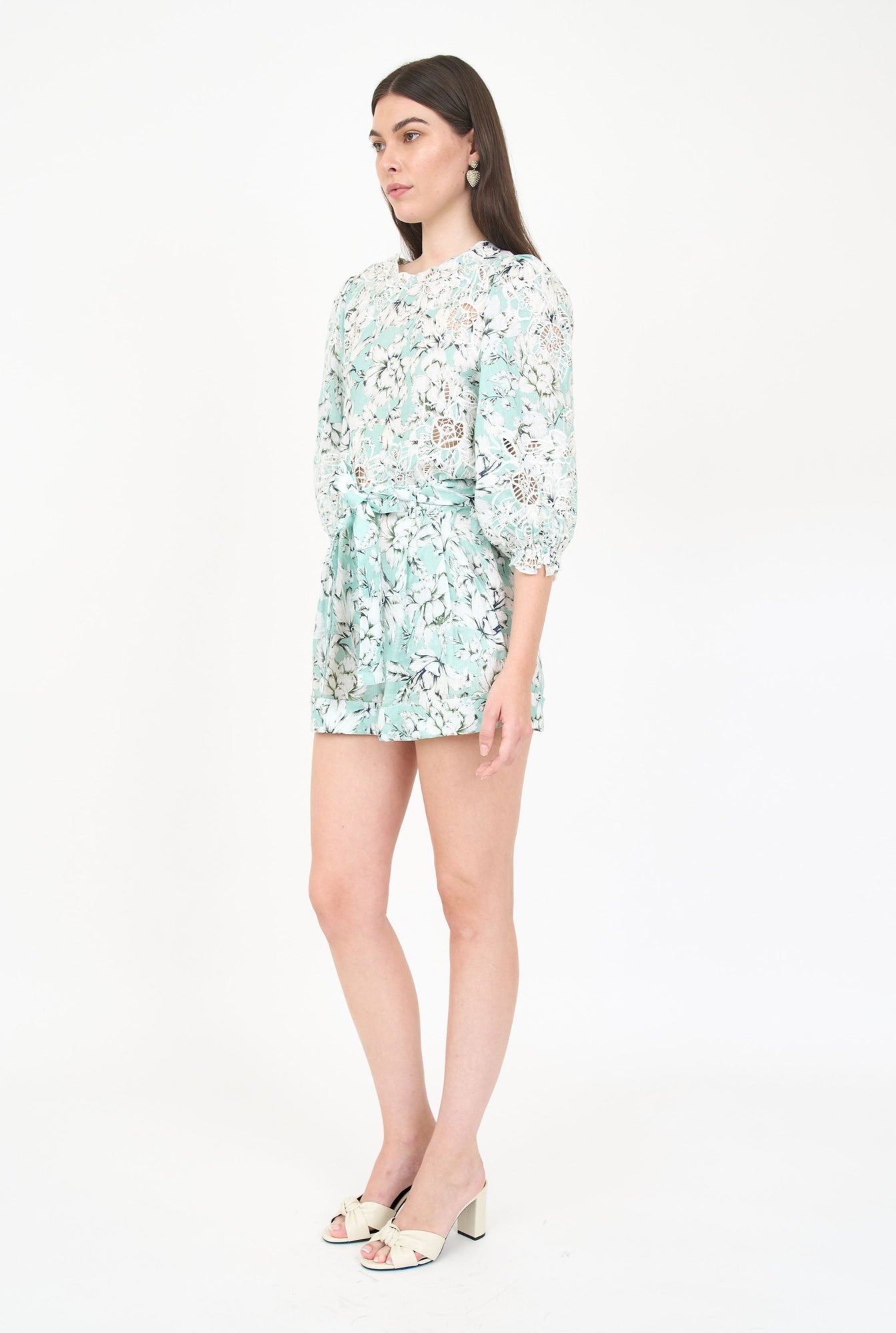 Lola Short - Teal Vintage Floral