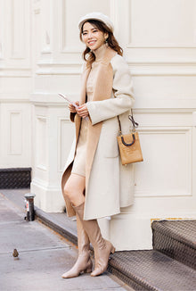 Petite Studio's Payton Reversible Wool Coat in Camel & Ivory