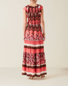 Gianna Dress, Dylan Ikat Coral Ikat Stripe Coral