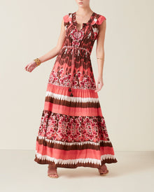 Gianna Dress, Dylan Ikat Coral Ikat Stripe Coral