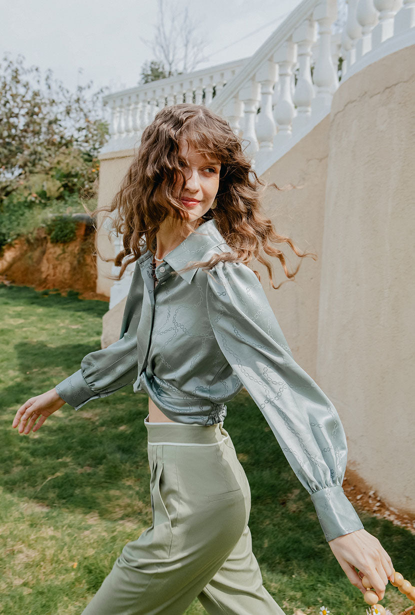 Petite Studio's Briella Blouse in Sage