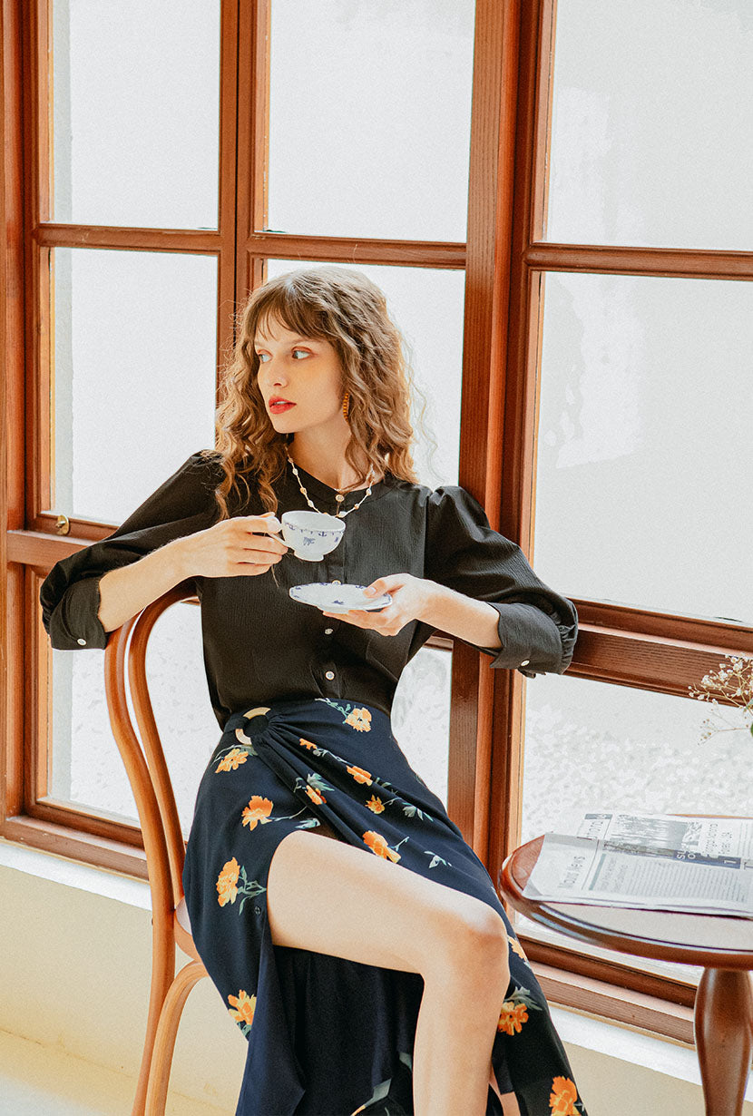 Petite Studio's Nova Skirt in Navy Floral