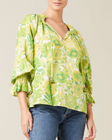 Lianna Top, Retro Floral Lime