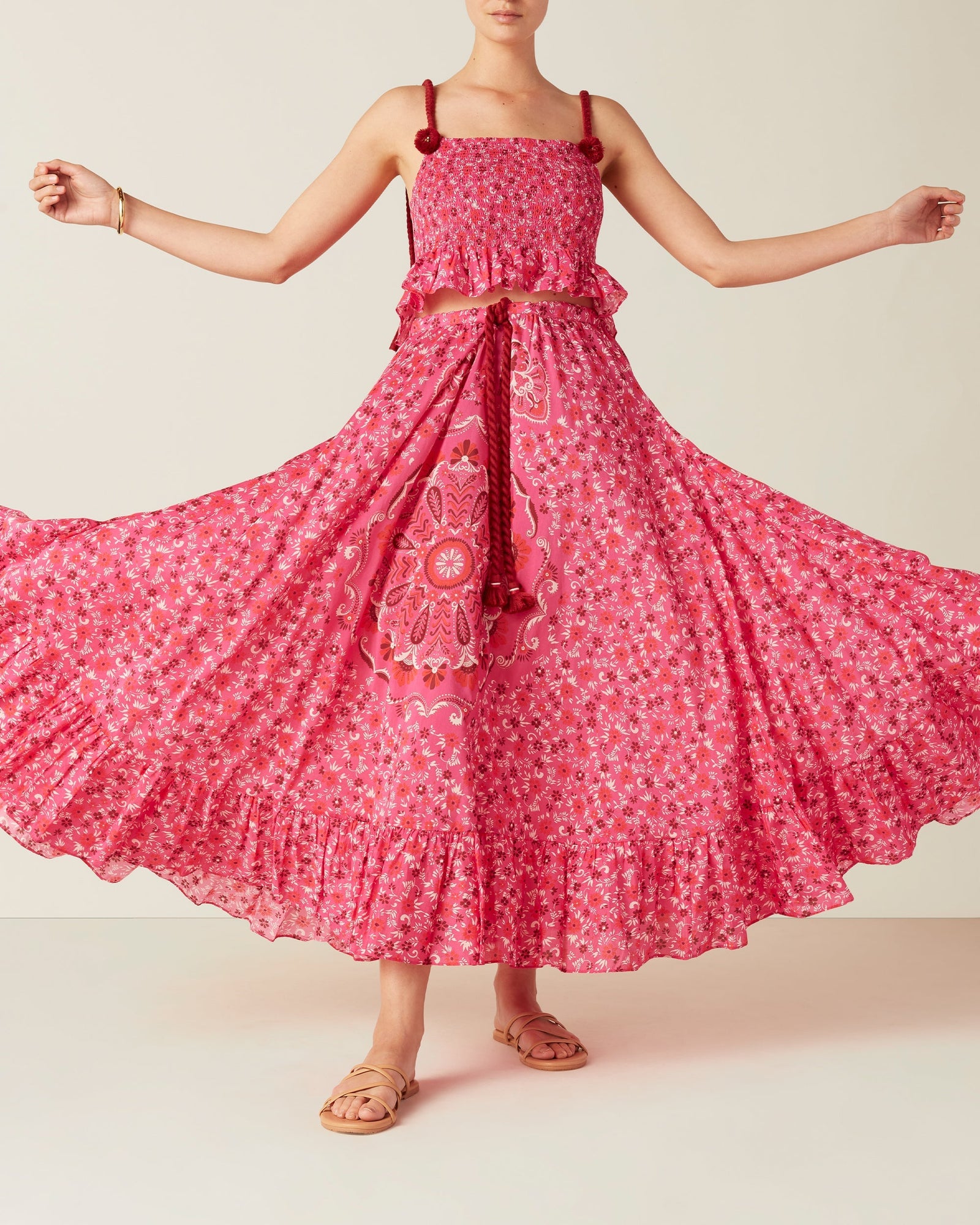 Mollie Top, Medallion Floral Pink