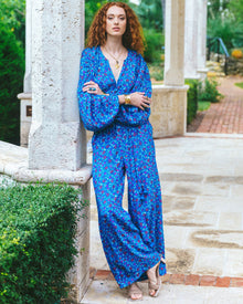 Lillian Jumpsuit, Medallion Floral Blue