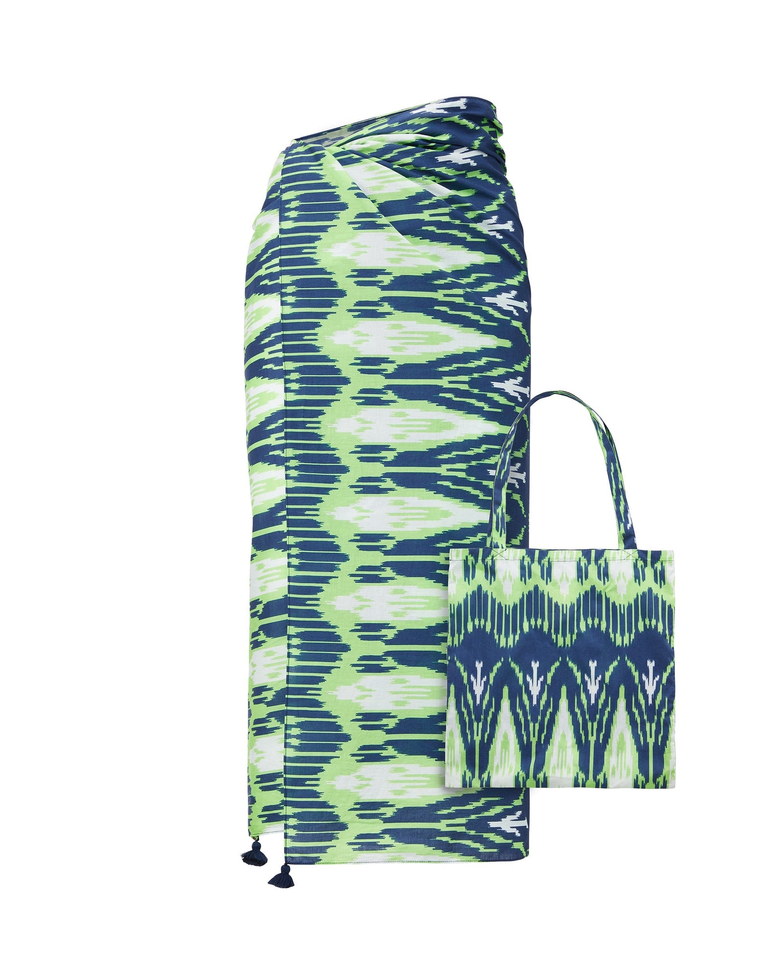 Pareo And Tote Set, Dylan Ikat Denim