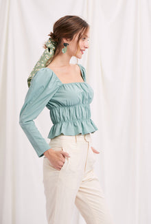 puff sleeve top-square neck-petite fashion-petite girls-Spring 2021-Hilary Top - Mint Green-Petite Studio NYC