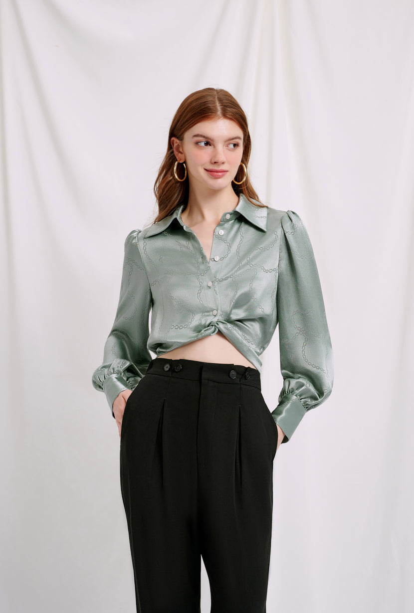 Petite Studio's Briella Blouse in Sage
