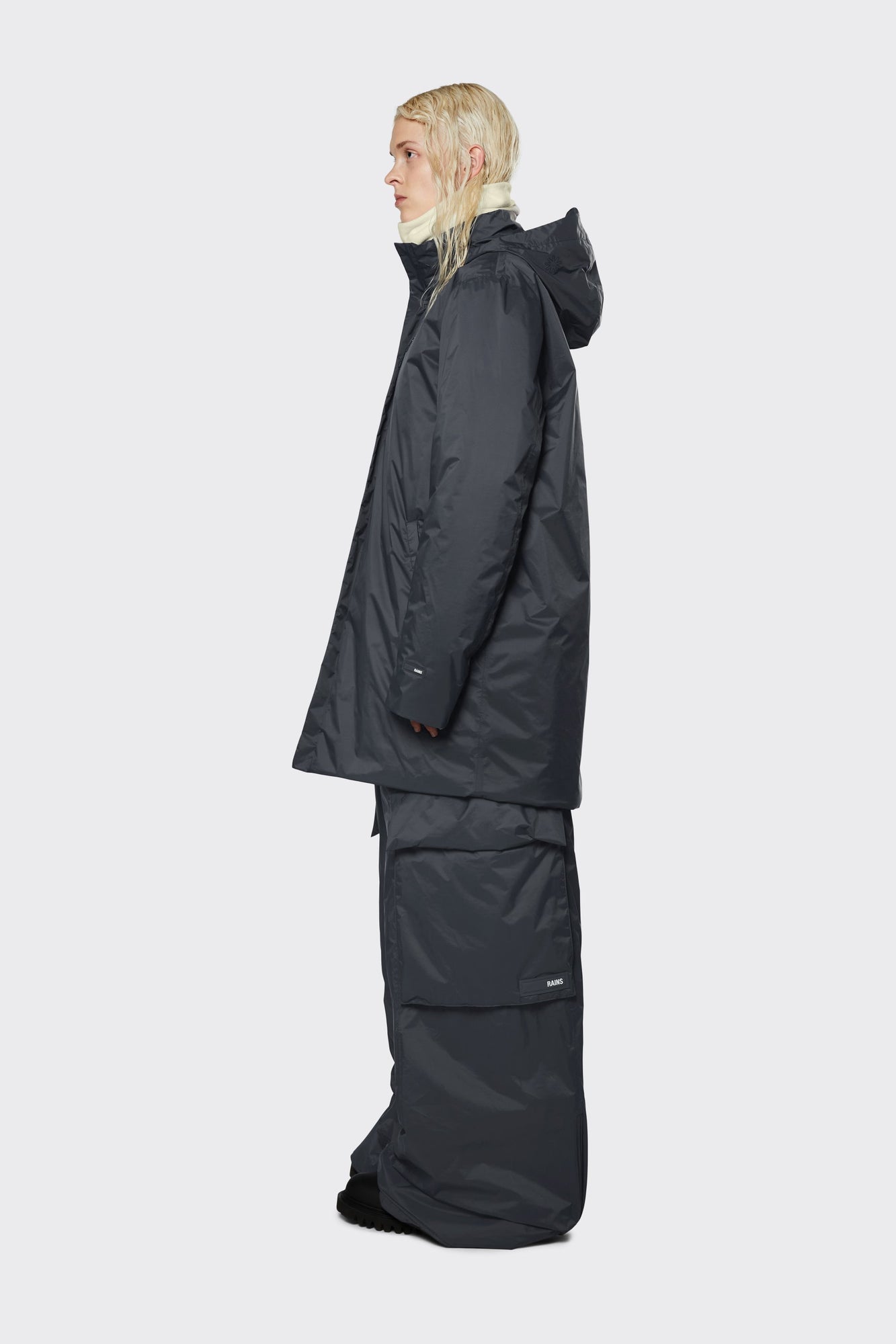 Padded Nylon Coat, Slate