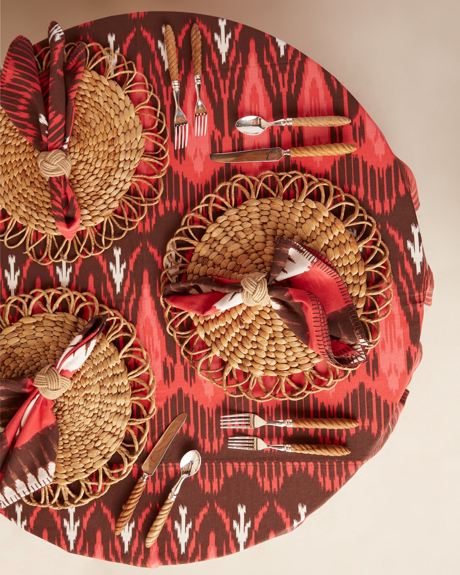 Round Tablecloth, Dylan Ikat Coral