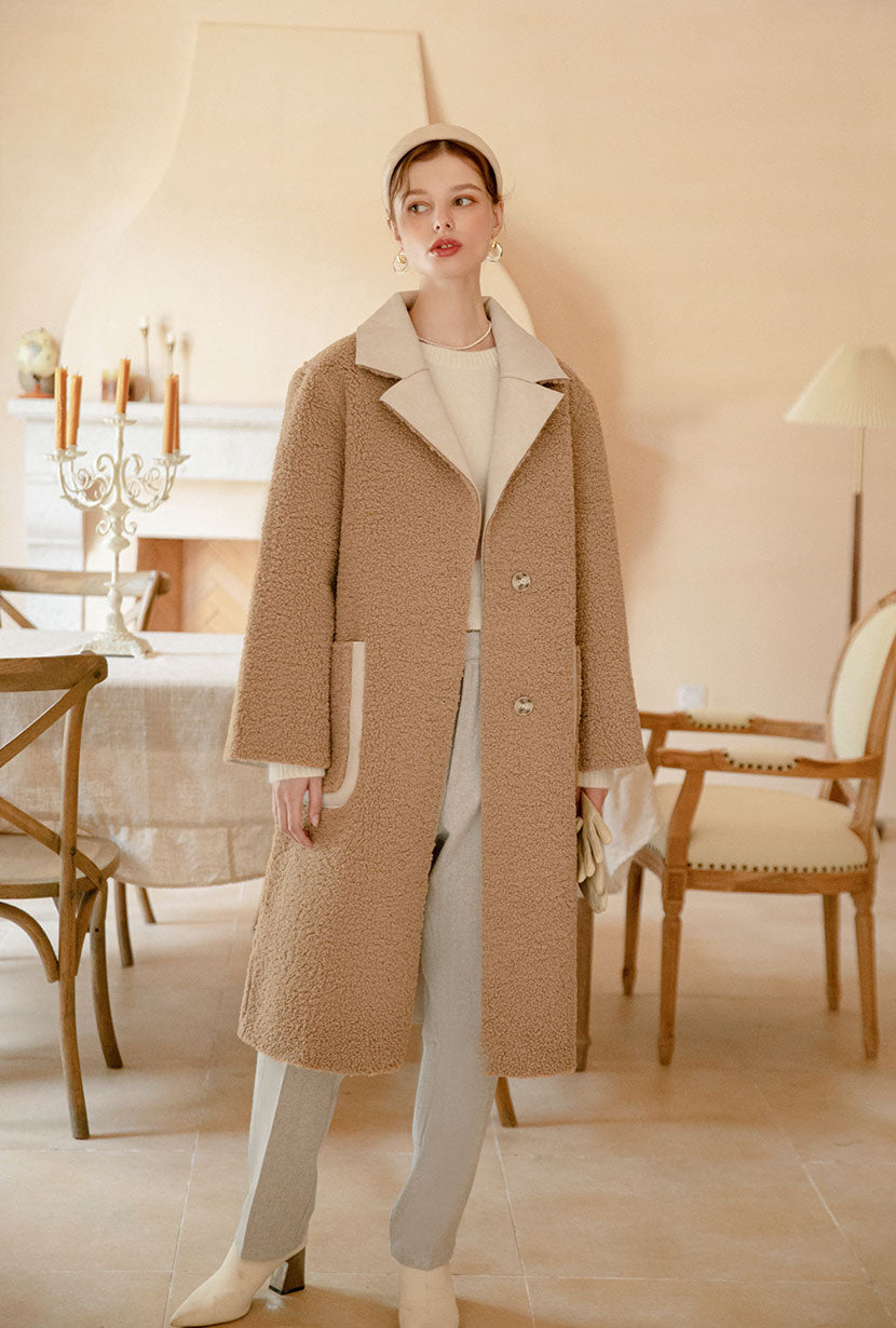 Petite Studio's Sienna Reversible Coat in Camel and Ivory
