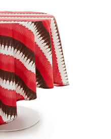 Round Tablecloth, Ikat Stripe Coral
