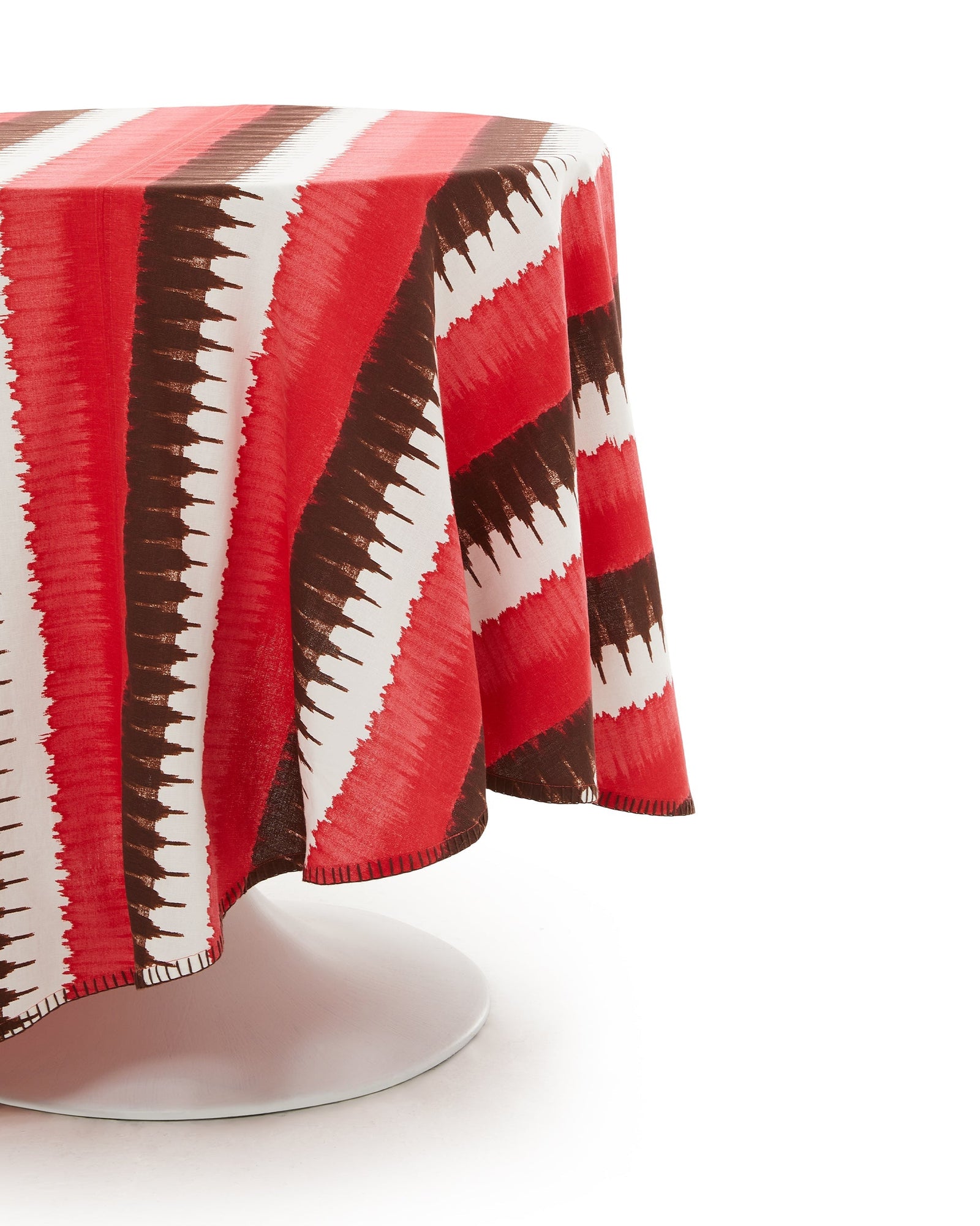 Round Tablecloth, Ikat Stripe Coral