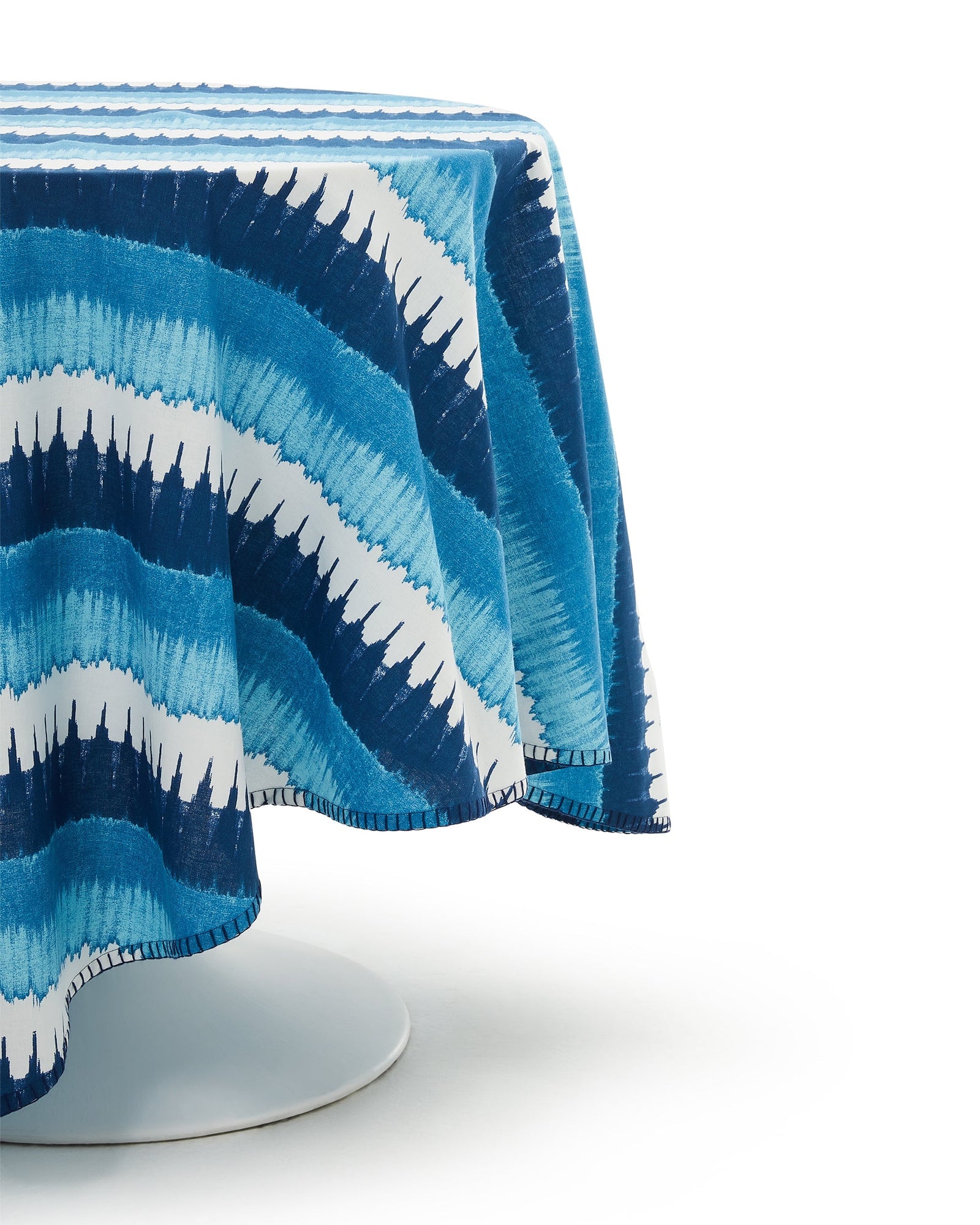 Round Tablecloth, Ikat Stripe Navy