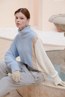 Petite Studio's Hudson Wool Sweater in Blue and Ivory