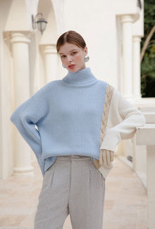 Petite Studio's Hudson Wool Sweater in Blue and Ivory