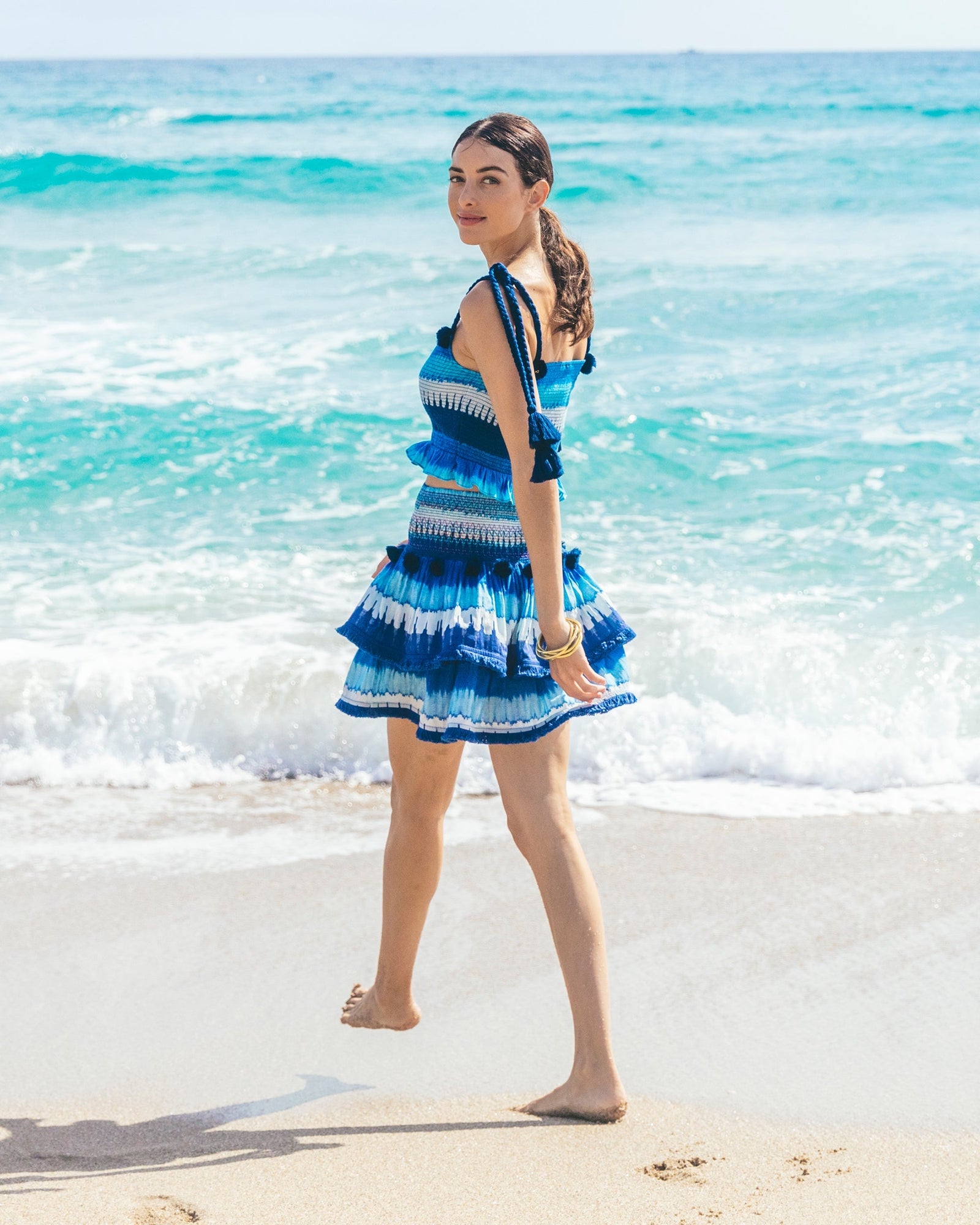 Skye Skirt, Ikat Stripe Navy