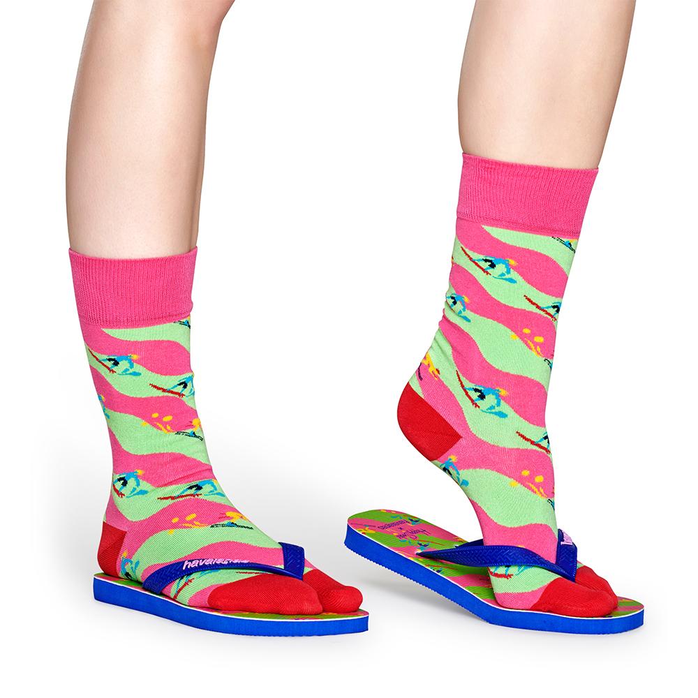 Sport Toe Sock + Flip Flop, Red Green