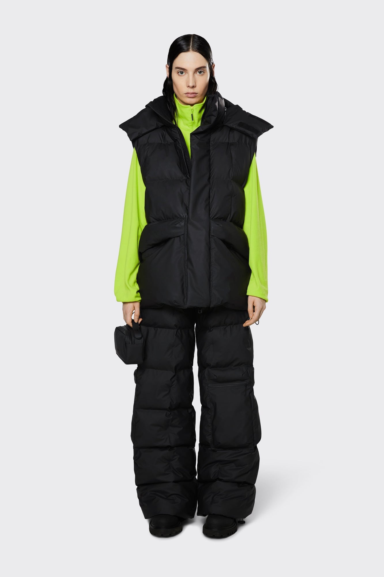 Show Block Puffer Vest, Black