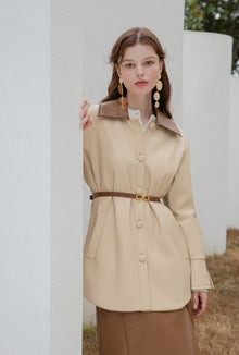 Petite Studio's Sienna Vegan Leather Jacket in Cream