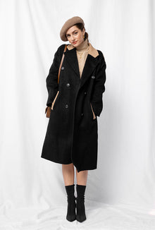 Petite Studio's Teagan Wool Coat in Black and Camel