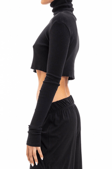 CROPPED RIB TURTLENECK BLACK Tops Eterne 