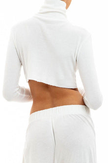 CROPPED RIBBED TURTLENECK IVORY Tops Eterne 