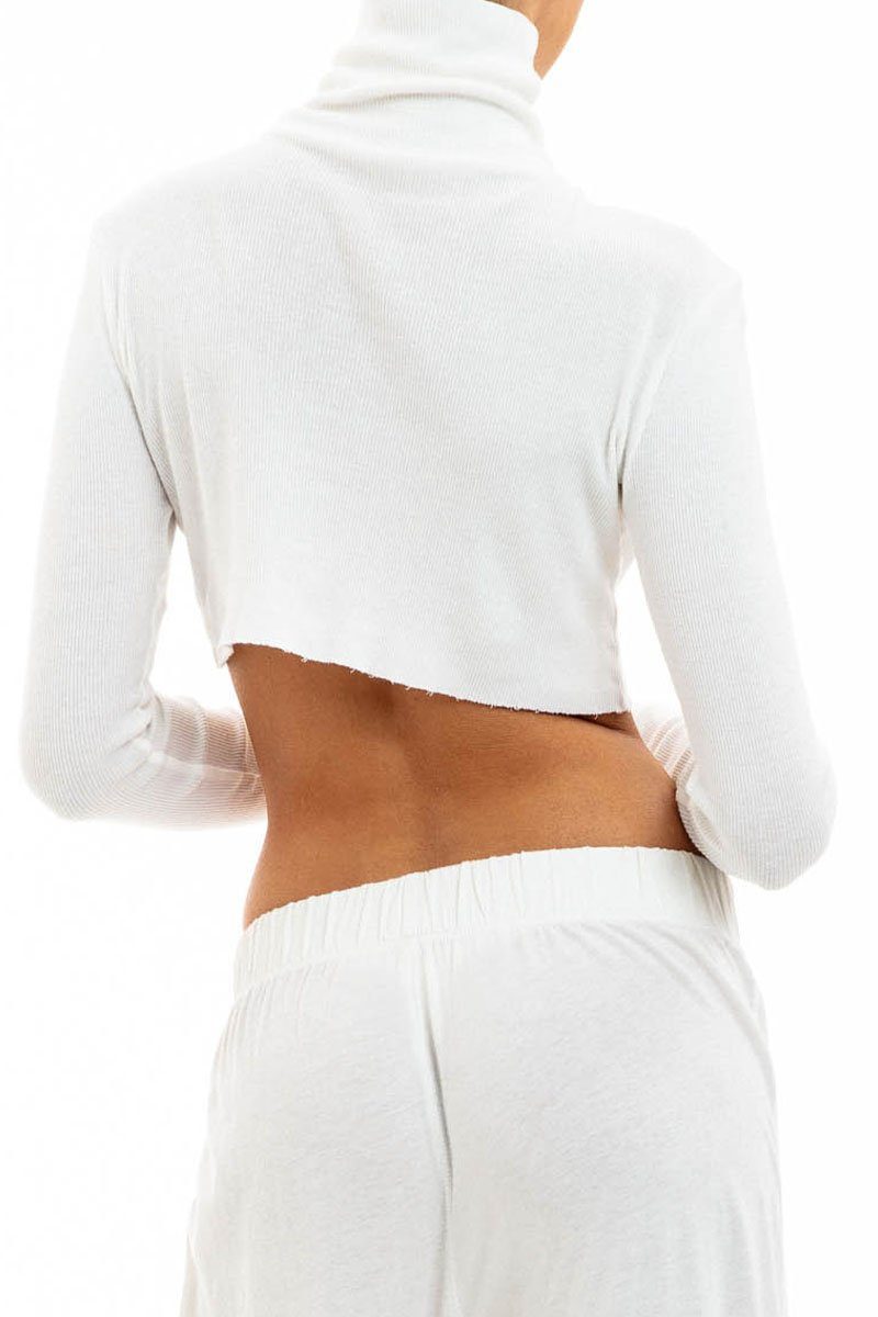 CROPPED RIBBED TURTLENECK IVORY Tops Eterne 