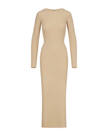 Long Sleeve Crewneck Maxi Dress Sand DRESSES ÉTERNE 