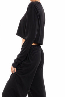 LONG SLEEVE CROPPED T-SHIRT BLACK Shirts Eterne 