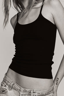 Thin Strap Fitted Tank Black TANKS ÉTERNE 